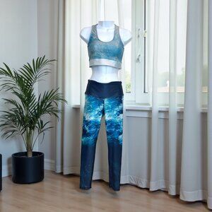 Cima Activewear Ocean Print Sports Bra & Leggings Set – One Size